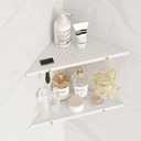 Qeke 10" Bathroom Corner Shelf, 2 Pack Recessed Shower Shelf Caddy, SUS304 Stainless Steel Shelf Wall Mount Triangular, No Drilling Matte White