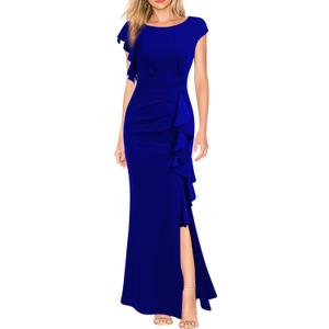 WOOSEA Women's Split Bodycon Mermaid Evening Cocktail Long Dress Royal Blue (M)