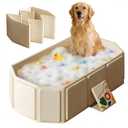 Collapsible Bathtub 29.517.79.8 in with Drain Plug - Foldable Bath Tub for Pets | Easy to Store, Lightweight for Home, Outdoor or Travel (White)