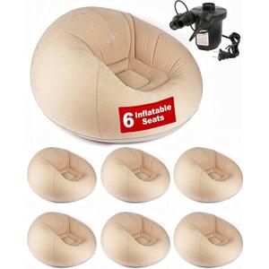 OLEEK Inflatable Bean Bag Chair with Electric air Pump 6PCS - Inflatable Chairs for Adults - Folding Outdoor Bean Bag Chair - Inflatable Chair for Kids - Blow up Chair - Classroom Bean Bags