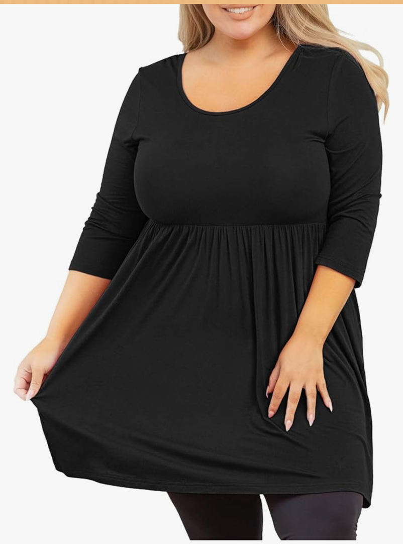 AusLook Plus Size Tunic for Women 3/4 Sleeve Crewneck Tops Flowy Blouse Babydoll Maternity Shirts M-5X