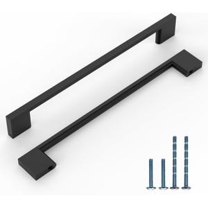 10 Pack 6.3 Inch(160mm) Kitchen Cabinet Handles Matte Black Cabinet Pulls Kitchen Cabinet Hardware Drawer Pulls for Cupboard Wardrobe