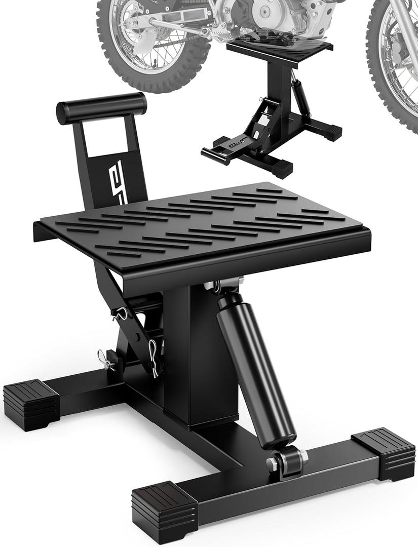 JFG RACING Motorcycle Dirt Bike Stand,1000Lbs Capacity Lift Jack Hoist Table Height Adjustable Lifting Stand Ideal for Dirtbike Pit Bike Repair&Maintainance,Dirt Bike Accessories-Black