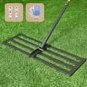 Lawn Leveling Rake 30"x10", Heavy-Duty Stainless Steel Yard Leveling Rake, Professional Soil Leveling Tool for Pastures, Golf Lawns, Gardens, Yards (Black)