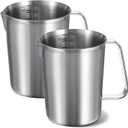 2 Pcs Stainless Steel Measuring Cup with Handle and Pour Lip, Metal Pitcher with Oz and ML marking, 16OZ/500ML), Heavy-Duty Pitcher
