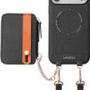 LAMEEKU for iPhone 17 Pro Max Case Wallet for Magsafe, Magnetic Card Holder Leather Crossbody Cover with Phone Grip 6.9'' Black