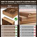 35.8"L Heavy Duty Solid Wood Core Floating Shelves, Rustic Brown, Set of 2