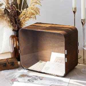 OurWarm Wooden Wedding Card Box for Reception, Rustic Gift Card Boxes for Wedding with Acrylic Window, Large Wood Envelope Money Card Box for Party Graduation Birthday Baby Shower Decorations