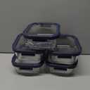 5-Pack Borosilicate Glass Containers with Tempered Lids, 35.2oz/4.4 Cup Airtight Meal Prep Set, Microwave/Freezer Safe (Blue)