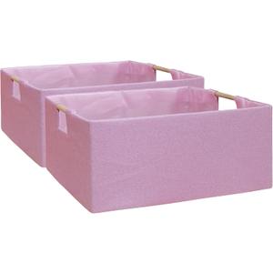 Storage Bin for Shelves Rectangle Closet Baskets Foldable Box with Handles Pink Shelf Baskets Toy Boxes for Home Office Car Dormroom