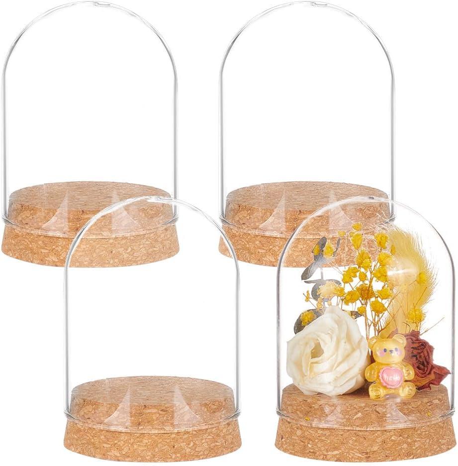 BENECREAT 4 Set Dome Display Glass Jar with Cork, 2.57x3.6inch Tabletop Centerpiece Cloche Bell Jar for Flower Plants, Specimens, Crafts Decorations