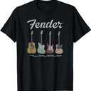 Fender Vintage Guitar Lineup T-Shirt Electric Guitar T-Shirt (Black, M)