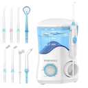 TUREWELL Water Dental Flosser for Teeth/Braces, Water Teeth Cleaner 8 Jet Tips and 10 Pressure Levels, 600ML Large Water Tank Oral Irrigator for Family(White)