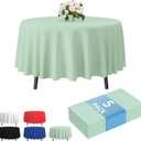 Fixwal Sage Green Round Plastic Tablecloth 5 Pack, 84in. Round Tablecloth Disposable,Party, Picnic, Easter Party, Decorative Tablecloths, Round Plastic Cover, Leakproof & Sturdy, Sage Green