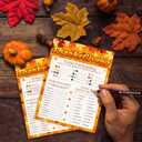 Thanksgiving Fall Game Card Set 3-in-1  Autumn Leaves & Maple Design  Includes 20 x 6" x 8" Cards + 1 x 4" x 6" Answer Card  Perfect for Turkey Day Parties & Family Activities - A05