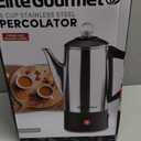 Elite Gourmet 6-Cup Electric Coffee Percolator  Stainless Steel, Fast Brewing, Keep Warm with Auto Shut-Off, Clear Brew Progress Knob, Cordless Serving Base, Reusable Filter, 1000W