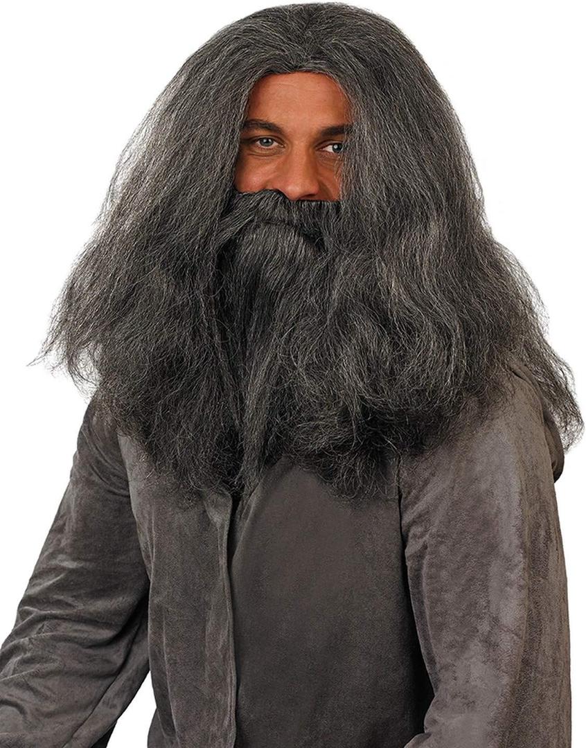 fun shack Gray Wig Wizard Beard and Wig Halloween Costumes For Men