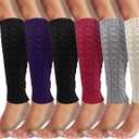 Leg Warmers for Women, 6 Pairs Knee High Cable Knit Warm Thermal Acrylic Winter Sleeve