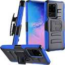 for Samsung Galaxy S20 Ultra 6.9" (SM-G988) - Shockproof Phone Case w/Belt Clip Holster - CV1 Blue
