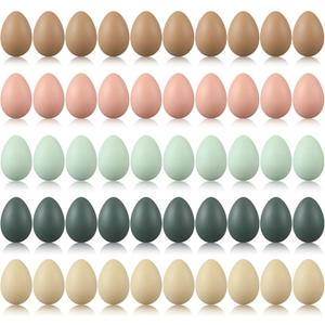 Beeveer 50 Pcs Plastic Easter Eggs Bulk for Easter Hunt 1.6 x 2.4 Inch Colorful Hanging Plastic Eggs for Basket Fillers Party Favor DIY Crafts Decoration(Morandi Color)