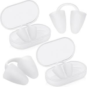 Relaxweex 2 Pack Nose Plugs for Swimming for Adults and Kids (Age 7-12), Waterproof Soft Silicone Swimming Protectors Nose Block Nostril Plugs for Swimmers Surfers Water Sports(White,Adults)