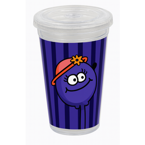 Youngever Kids Tritan Cup with Straws, Reusable 14 Ounce Toddler Cup with Lid and Straw, Unbreakable Kids Tritan Tumbler with Straw (Blueberry)