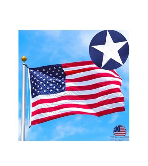American Flag 3x5 Ft Outdoor Heavy Duty,100% in USA Longest Lasting American Flags For Outside 3x5,American Flag 3x5 Embroidered Stars,Us Flags 3x5 Outdoor Best In Usa High Wind Stitched Stripes,Outdoor 3x5 American Flag Nylon,Embroidered Outside All