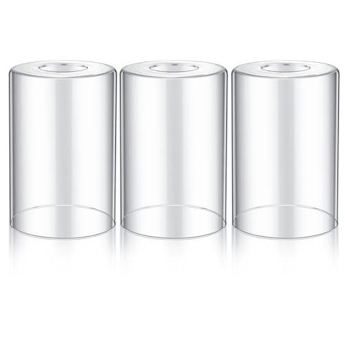 Teenyyou 3 Pcs Clear Glossy Glass Shade Replacements for Pendant Light Fixtures Glass Lamp Shade Cover, 1-5/8 Inch Fitter E26 Base, 4"w x 6"h, Replacement Lamp Globe for Chandelier Wall Sconce