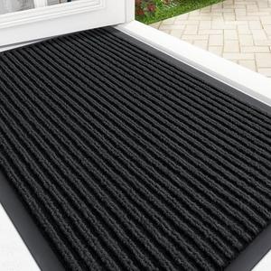 OLANLY Front Door Mat Indoor Outdoor Entrance, Waterproof Heavy Duty Doormat, Fade Resistant, Low Profile, Easy Clean Patio Porch Welcome Floor Mats for Entry, 35x23, Black