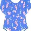 Girls One Piece Cute Swimsuit with Ruffled Straps, UPF 50+ Beach Bathing Suit for Toddler Girls, Size 3M-12Y