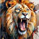 Wildlife Paint by Numbers Kit for Adults - DIY Roaring Lion Head Close-Up Painting on Canvas, Acrylic Paint Set, Suitable for Beginners, Animal Art for Home Decoration or Gifts(16X20IN Framed)