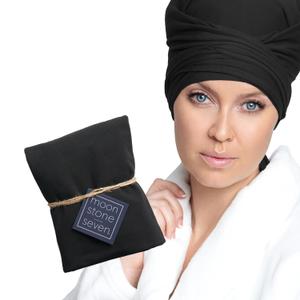 MoonstoneSeven Hair Plop - Curl Prep Wrap for Drying, Shaping & Frizz Control - Soft Cotton Lycra Hair Wrap for Wavy & Curly Hair - Reduces Frizz, Shortens Dry Time & Enhances Curl Definition - Black (Black)