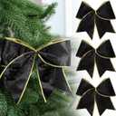 Panelee 12 Pcs Black Velvet Christmas Bows 6 x 6 in Wreath Bow Christmas Tree Decorations Ornaments for Hanukkah Xmas Tree Topper Wreath Garland Party Gift Wrapping DIY Decor