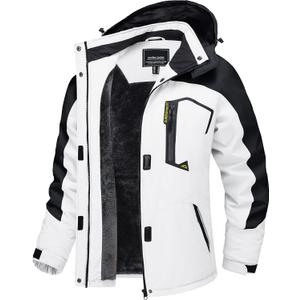 TACVASEN Women's Winter Jacket Waterproof Ski Jackets Snow Coat Warm Fleece Rain Jacket with Hood Windbreaker (Medium, White Black)