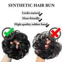 SARLA 2PCS Messy Hair Bun Hair Pieces Wavy Curly Synthetic Updo Fake Scrunchies Pony Tail for Women Dark Grey