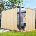 2 Panels Outdoor Sheer Curtains for Patio, Non-See-Through Beige Privacy Curtains for Patio Waterproof, Indoor Outdoor Drapes for Gazebo Pergola Balcony Pool Spa, 100 x 84 inch