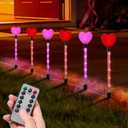  YUNVI 6 Pack Valentine's Day Pathway Lights,8 Modes LEDs Red & Pink Heart Stake Light with Timer Valentine Walkway String Lights Markers for Outdoor Backyard Patio Lawn Garden Party Decoration