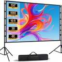 Outdoor Projector Screen with Stand - 150 Inch Portable Projector Screen Outdoor Indoor Projection Screen 16:9 4K HD Movie Screens with Carry Bag Can Enjoy Home Theater Projection Screens