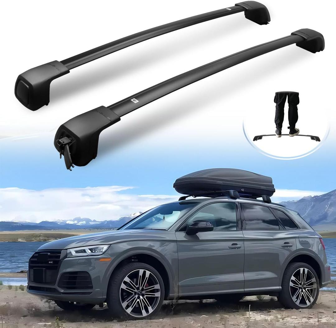 Silent Roof Racks for Audi Q5 2018-2025, Hidden Lockable Design, Black Heavy Duty Cross Bars for Bring The Kayak, Ski, Surfboard, Bike