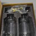 Molimoli Syrup Dispenser for Coffee Bars, Glass Syrup Bottle w. Pump, 16.9 oz 500 ml, Set of 2, Gold Upgraded Dispenser