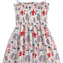 CM-Kid Girls July 4th Dress Red White Blue Star Toddler Patriotic Outfit American Flag Sundress 2-8 Years