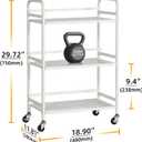 HDANI 3 Tier Rolling Cart Shelves,Heavy Duty Multifunctional Metal Frame-Supports 22 Lbs Per Tier,Rolling Cart with 2 Lockable Wheels for Home, Office,Kitchen,Bathroom,Bedroom,White, Small