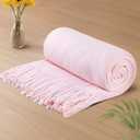Vonty Pink Knitted Blanket with Tassels Fringe 50" x 60", Super Soft Knit Throw Blanket, Farmhouse Decorative Lightweight Blanket for Couch, Sofa, Bed