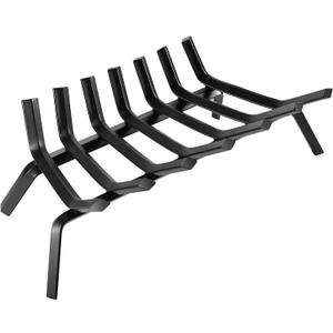 Fireplace Log Grate 24 Inch Cast Iron Fire Place Grates Heavy Duty Solid Steel 3/4 7 bars Firewood Stove Indoor Chimney Hearth Outdoor Fire Pit Log Burning Rack