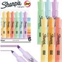Sharpie Tank-Style Highlighters, Chisel Tip, Mild Pastel Barrels, Mild Pastel Inks, Pack Of 6 Highlighters