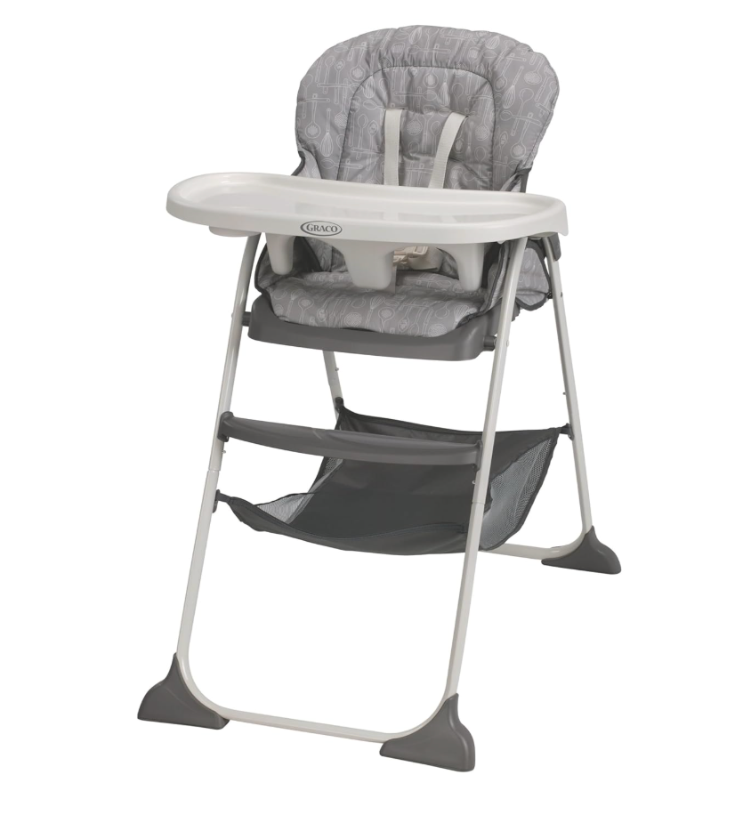 Graco® Slim Snacker High Chair, Ultra Slim, Fast-Folding, Multiple Recline Positions, Comfortable Feeding, Whisk