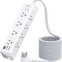 Surge Protector Power Strip - 10 FT Extension Cord, Power Strip with 12 Widely AC Outlet 3 USB, Flat Plug, Wall Mount Overload Protection, 1050J, Desk Charging Station for Home Office, ETL Listed (White)