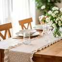 Moukeren Vintage Floral Table Runner Farmhouse Ruffle Table Runner Scalloped Long Dresser Scarves for Dining Room Wedding Party Kitchen Rustic Home Decor(Brown, 72 x 13.8 Inch)