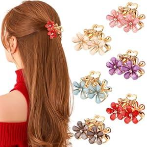 6 PCS Small Flower Hair Clips for Girls, Dainty Mini Metal Claw Clips with Flower Design, Sweet Floral Hair Claw Clips Decorative Cute Hair Accessories for Women Girls Holiday Gifts
