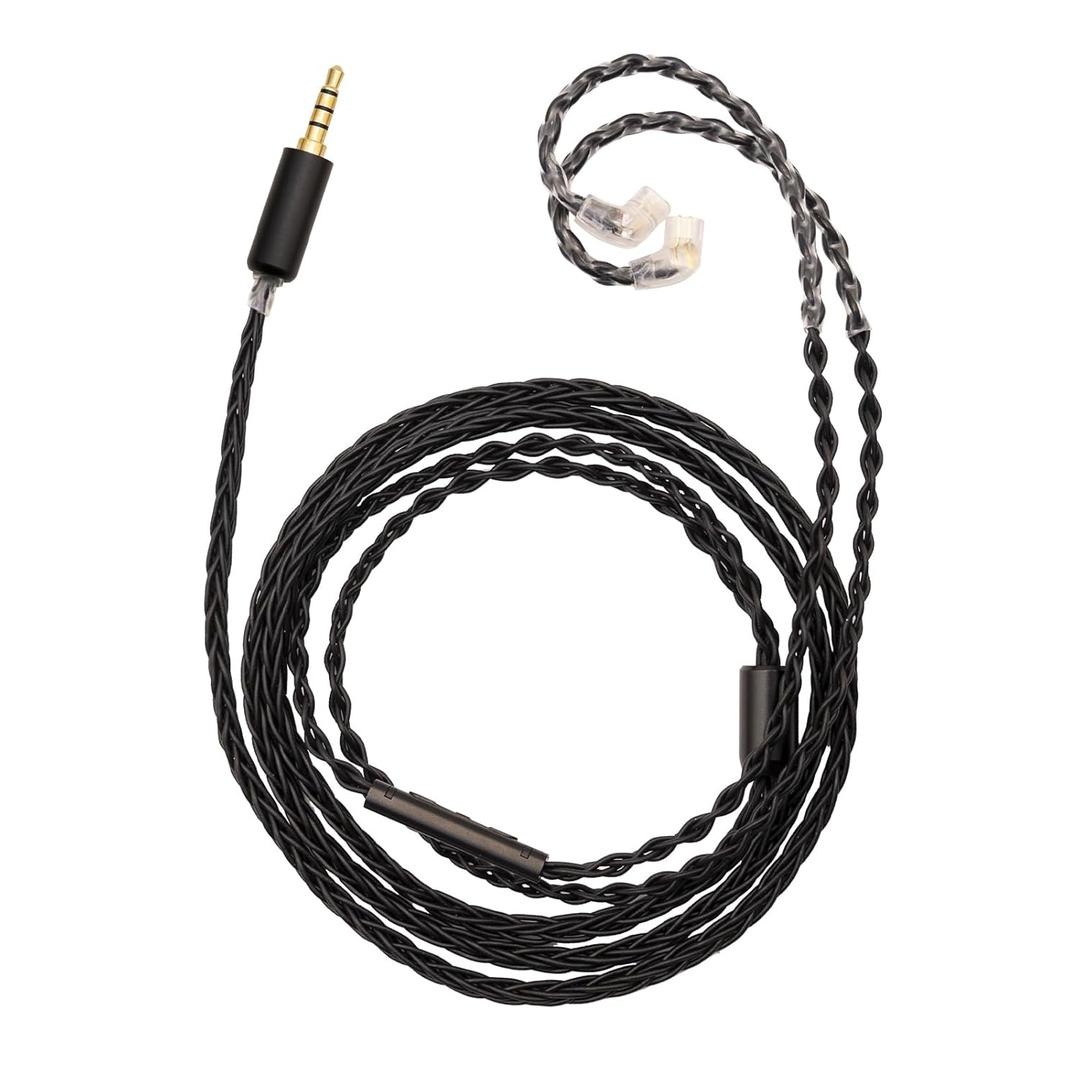 Yongse 2PIN/MMCX/TFZ/QDC IEM Headphone Replacement Cable, 6N OCC 4ft Upgraded Stereo 3.5/4.4mm Balanced Jack, Silver Plated 8 Strand Earphone Earbuds Audio Extension Cord - QDC 3.5mm with Mic